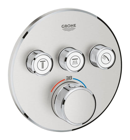 Grohe Grohtherm SmartControl Unterputz-Thermostat mit 3 Ventilen 29121, Fertigmontageset für Rapido SmartBox, rund (supersteel)