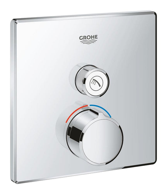 Grohe SmartControl Unterputzmischer 29147 mit 1 Absperrventil, Fertigmontageset für Rapido SmartBox, eckig (chrom)