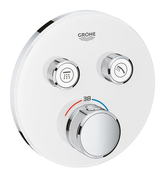 Grohe Grohtherm SmartControl Unterputz-Thermostat mit 2 Absperrventilen 29151, Fertigmontageset für Rapido SmartBox, rund (moon white)