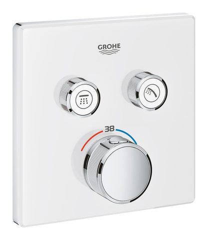 Grohe Grohtherm SmartControl Unterputz-Thermostat mit 2 Absperrventilen 29156, Fertigmontageset für Rapido SmartBox, eckig (moon white)