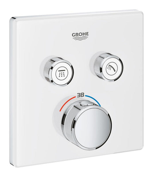 Grohe Grohtherm SmartControl Unterputz-Thermostat mit 2 Absperrventilen 29156, Fertigmontageset für Rapido SmartBox, eckig (moon white)
