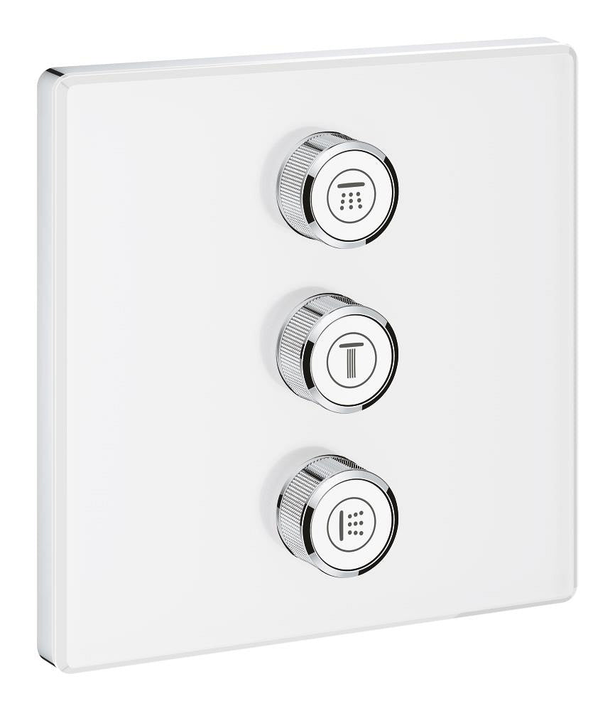 Grohe Grohtherm SmartControl 3-fach Unterputzventil 29158, Fertigmontageset für Rapido SmartBox, eckig (moon white)