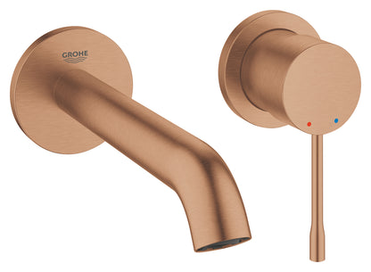 Grohe Essence 2-Loch-Waschtischbatterie 29192, Wandmontage, Fertigmontageset, Ausladung 183 mm (warm sunset gebürstet)