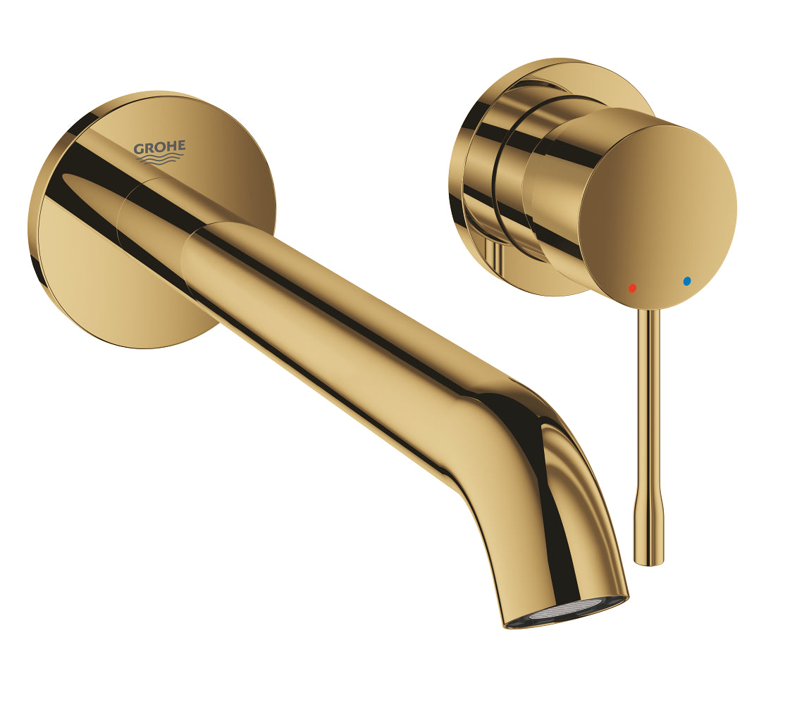 Grohe Essence 2-Loch-Waschtischbatterie 29193, Wandmontage, Fertigmontageset, Ausladung 230 mm (cool sunrise)