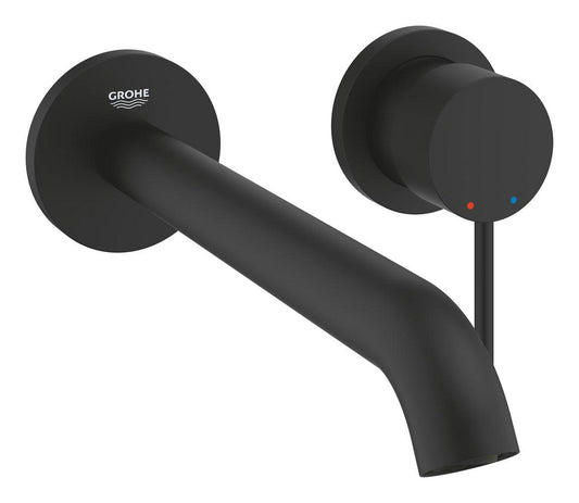 Grohe Essence 2-Loch-Waschtischbatterie 29193, Wandmontage, Fertigmontageset, Ausladung 230 mm (phantom black)