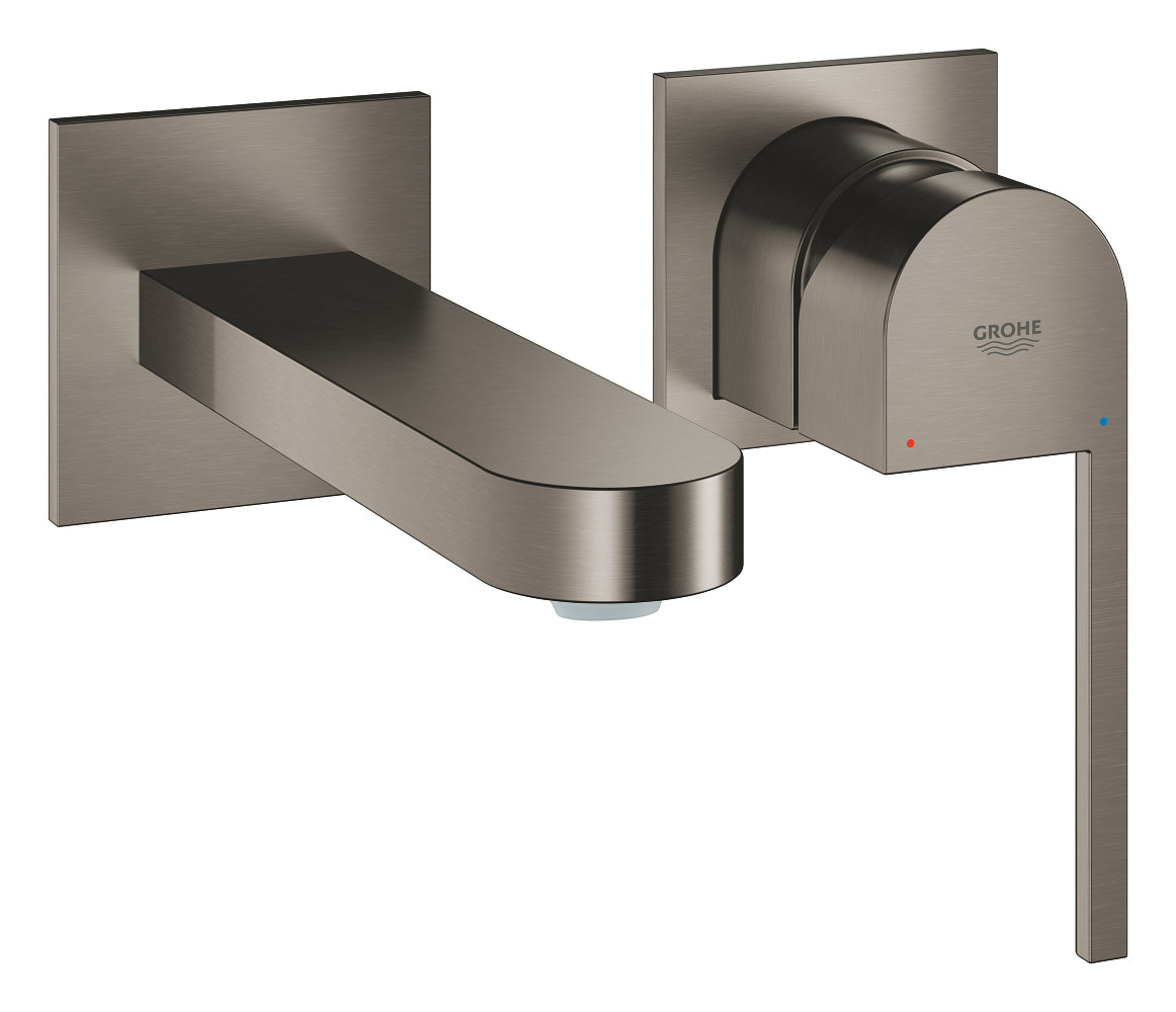 Grohe Plus 2-Loch-Waschtischbatterie 29303, Wandmontage, Fertigmontageset, Ausladung 147 mm (hard graphite gebürstet)