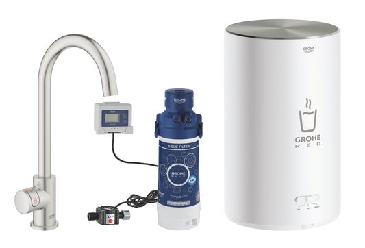 Grohe Red Mono Standventil und Boiler Größe M mit C-Auslauf 30085 (supersteel)