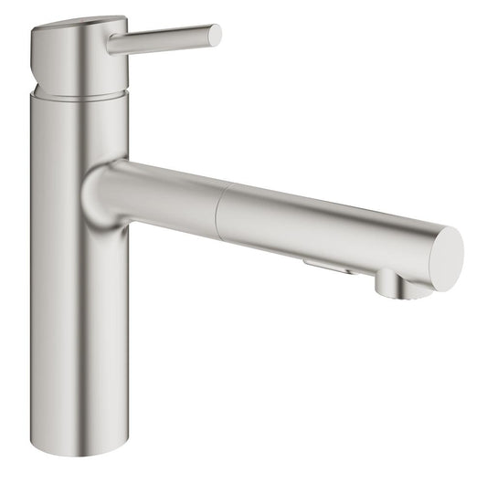 Grohe Concetto Einhand-Spültischbatterie 30273, mittelhoher Auslauf, herausziehbare Spülbrause (supersteel)