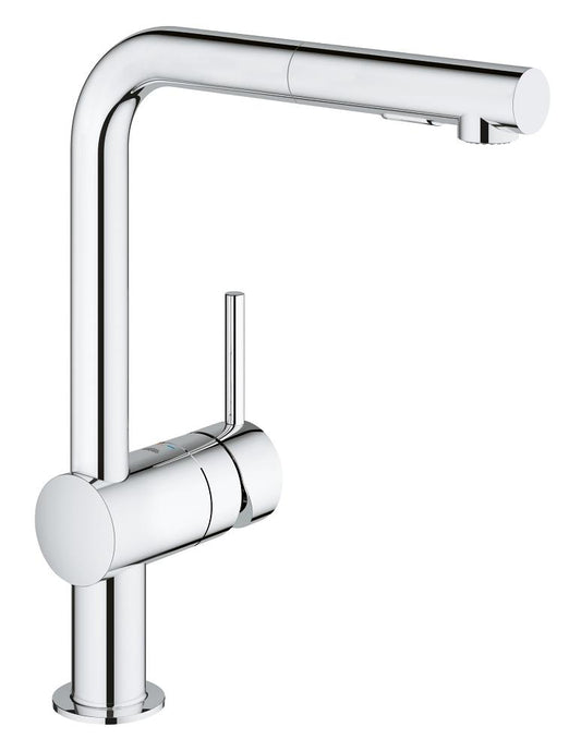 Grohe Minta Einhand-Spültischbatterie 30274, L-Auslauf, herausziehbare Spülbrause (chrom)