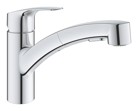 Grohe Eurosmart Einhand-Spültischbatterie 30305, flacher Auslauf, herausziehbare Dual-Spülbrause (chrom)