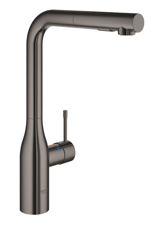 Grohe Essence Einhand-Spültischbatterie 30504 mit herausziehbarer Spülbrause (hard graphite)