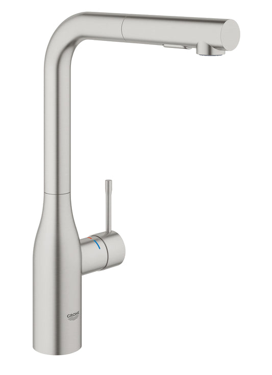 Grohe Essence Einhand-Spültischbatterie 30504 mit herausziehbarer Spülbrause (supersteel)