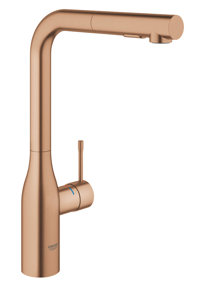 Grohe Essence Einhand-Spültischbatterie 30504 mit herausziehbarer Spülbrause (warm sunset gebürstet)