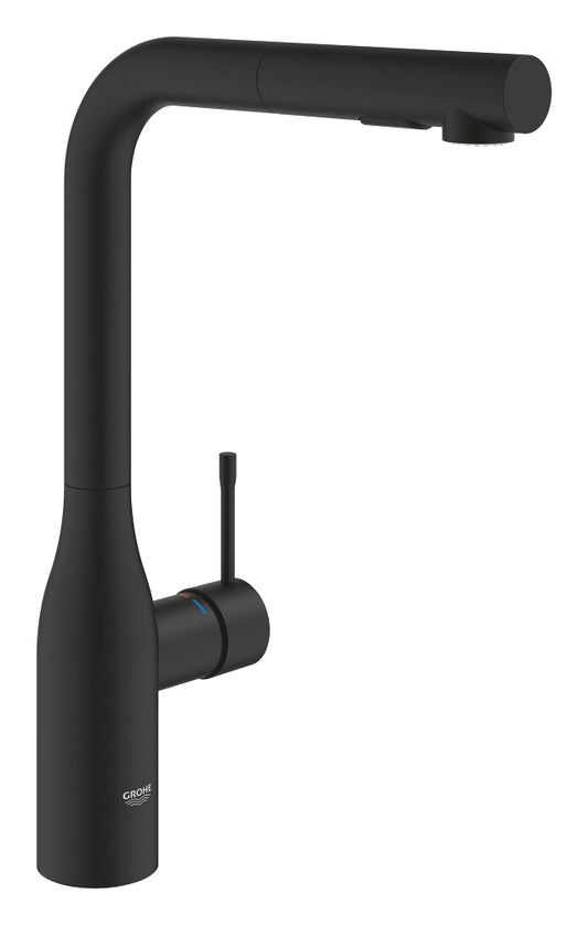 Grohe Essence Einhand-Spültischbatterie 30504 mit herausziehbarer Spülbrause (phantom black)