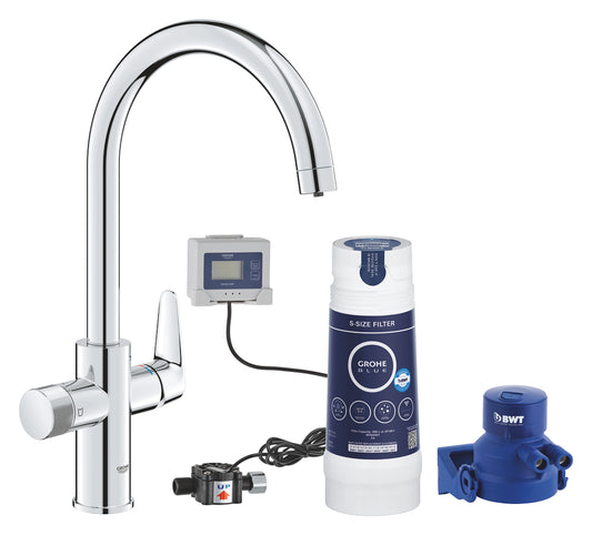 Grohe Blue Pure BauCurve Starter Kit 30581 mit S-Size Filter, C-Auslauf (chrom)