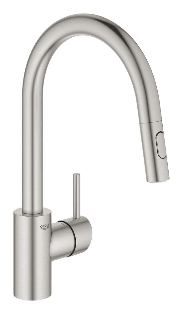 Grohe Concetto Einhand-Spültischbatterie 31483, hoher Auslauf, herausziehbare Dual-Spülbrause (supersteel)