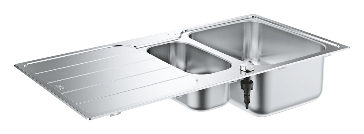 Grohe K500 Edelstahlspüle 31572 mit 1,5 Becken und Abtropffläche, 1000 x 500 mm