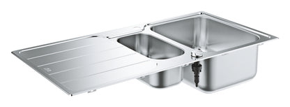 Grohe K500 Edelstahlspüle 31572 mit 1,5 Becken und Abtropffläche, 1000 x 500 mm
