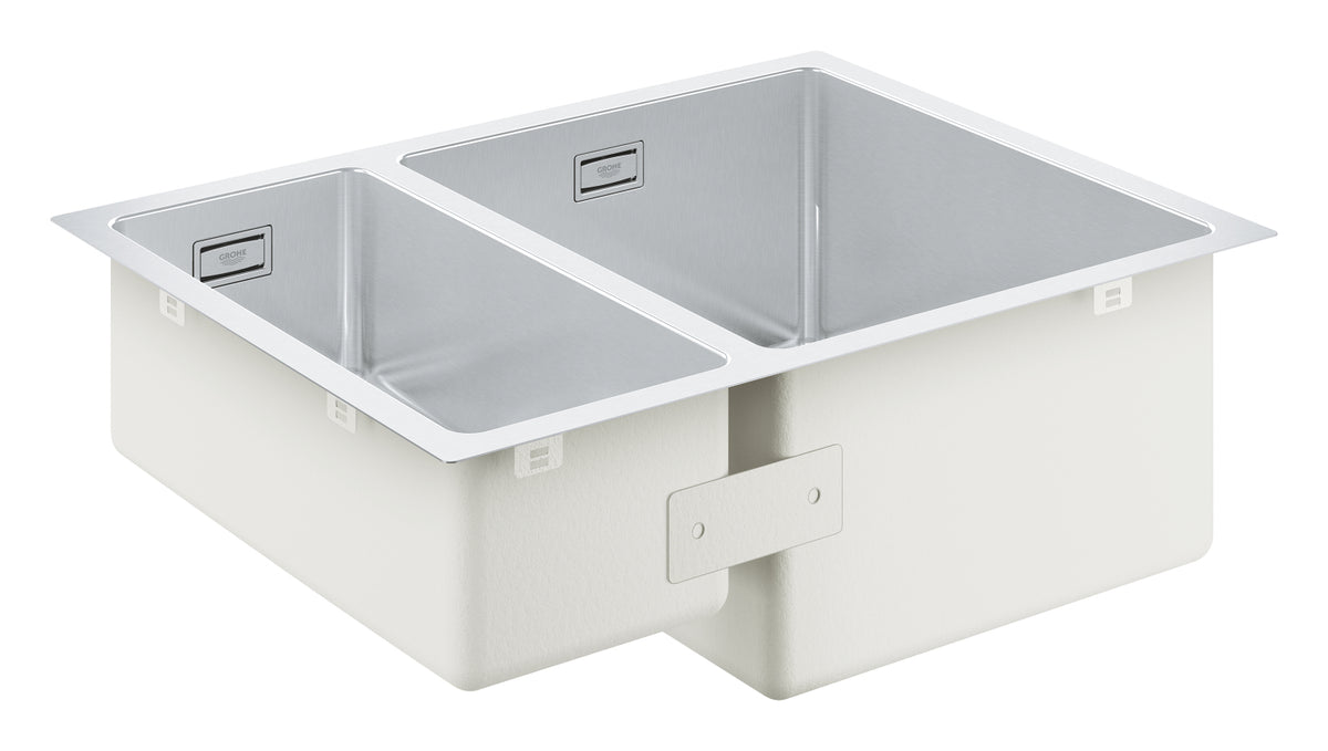 Grohe K700U Edelstahlspüle 31576 mit 1,5 Becken, 595 x 450 mm, rechts einbaubar