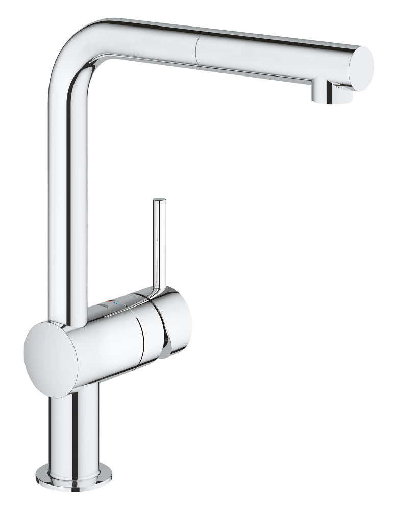 Grohe Minta Einhand-Spültischbatterie 32168, L-Auslauf, herausziehbarer Mousseurauslauf (chrom)