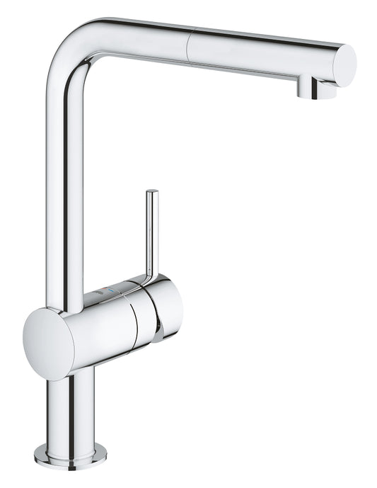 Grohe Minta Einhand-Spültischbatterie 32168, L-Auslauf, herausziehbarer Mousseurauslauf (chrom)