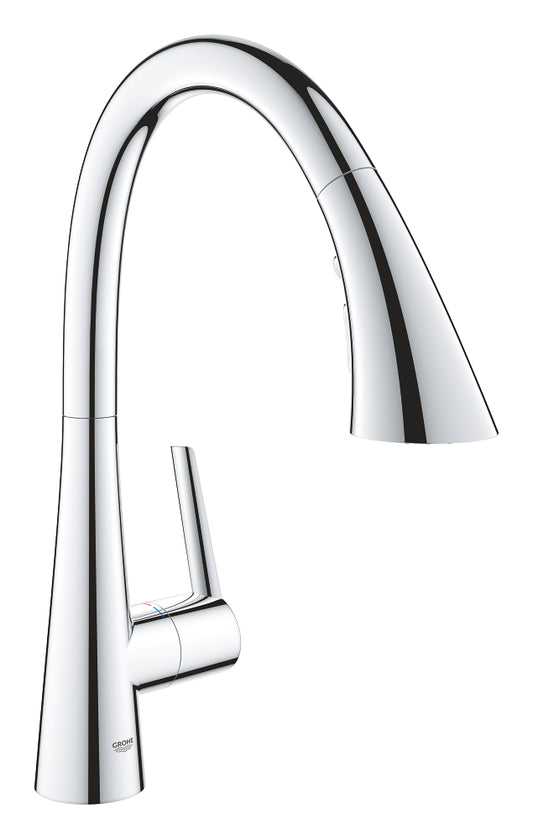 Grohe Zedra Einhand-Spültischbatterie 32294, C-Auslauf, herausziehbare Spülbrause mit 3 Strahlarten (chrom)
