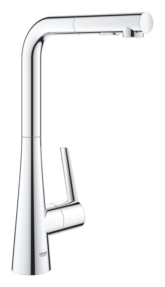 Grohe Zedra Einhand-Spültischbatterie 32553, L-Auslauf, herausziehbare Spülbrause (chrom)
