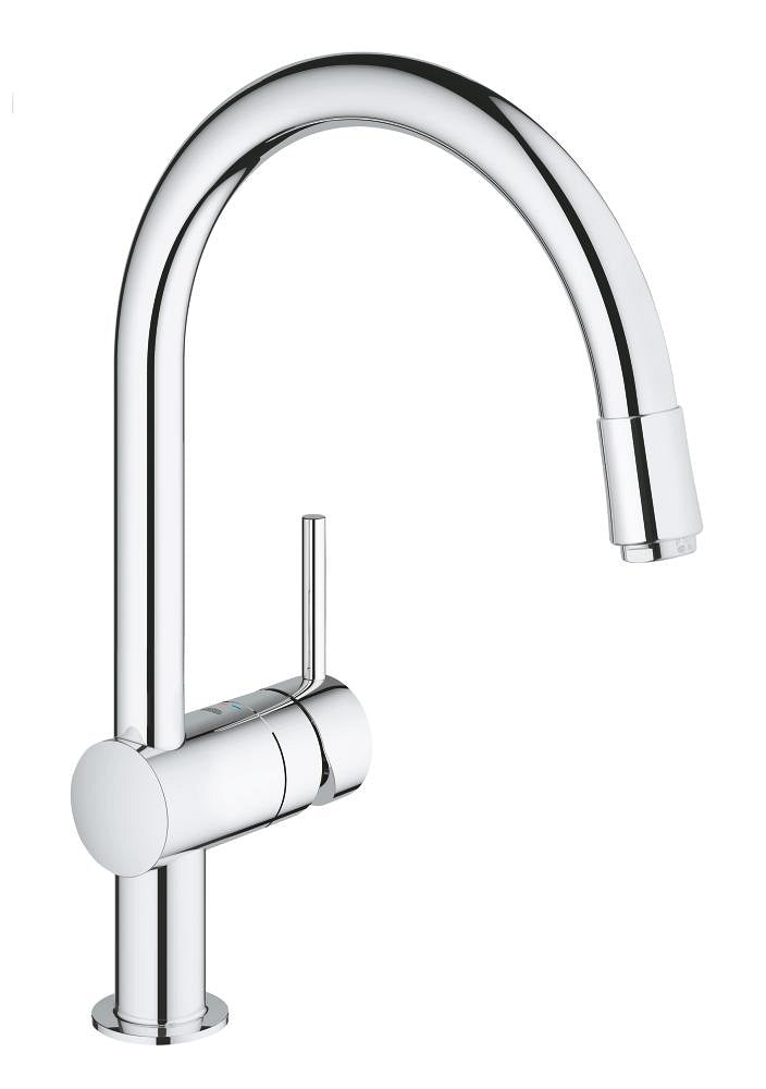 Grohe Minta Einhand-Spültischbatterie 32918, C-Auslauf, herausziehbarer Mousseurauslauf (chrom)