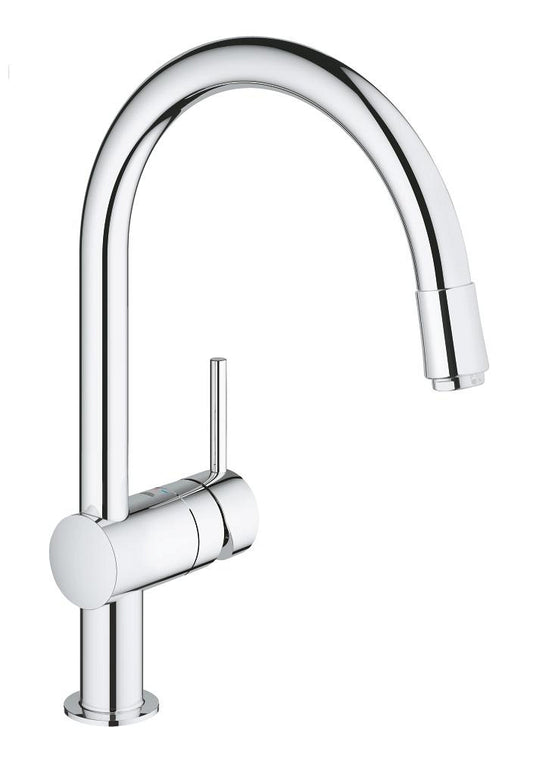 Grohe Minta Einhand-Spültischbatterie 32918, C-Auslauf, herausziehbarer Mousseurauslauf (chrom)