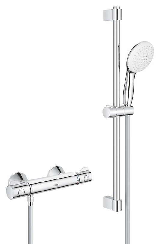 Grohe Grohtherm 800 Thermostat-Brausebatterie 34565 mit Brausestangenset 600 mm, 2 Strahlarten (chrom)