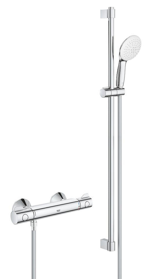 Grohe Grohtherm 800 Thermostat-Brausebatterie 34566 mit Brausestangenset 900 mm, 2 Strahlarten (chrom)
