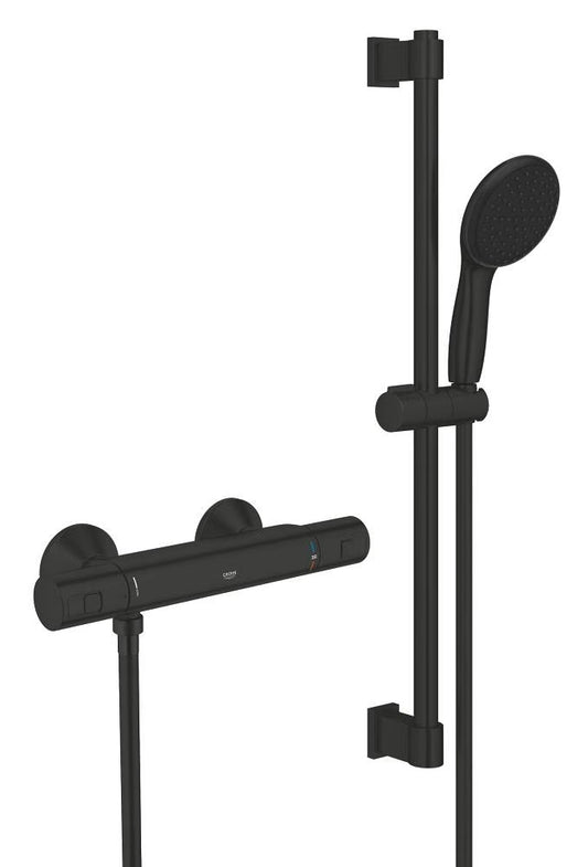 GROHE Precision Start Thermostat-Brausebatterie mit Brausestange 60cm (schwarz matt)