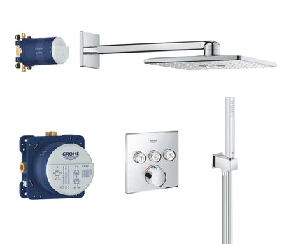 Grohe SmartControl Duschsystem Unterputz 34712 mit Rainshower SmartActive 310 Cube, eckig (chrom)