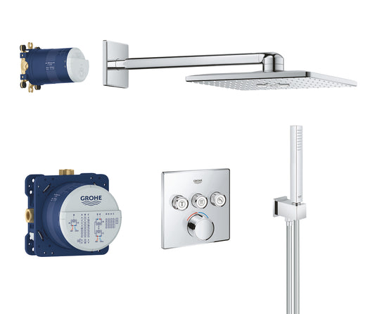 Grohe SmartControl Duschsystem Unterputz 34712 mit Rainshower SmartActive 310 Cube, eckig (chrom)