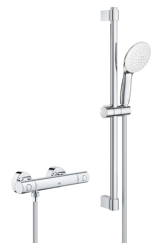 Grohe Grohtherm 800 Cosmopolitan Thermostat-Brausebatterie 34768 mit Brausestangenset 600 mm, 2 Strahlarten (chrom)