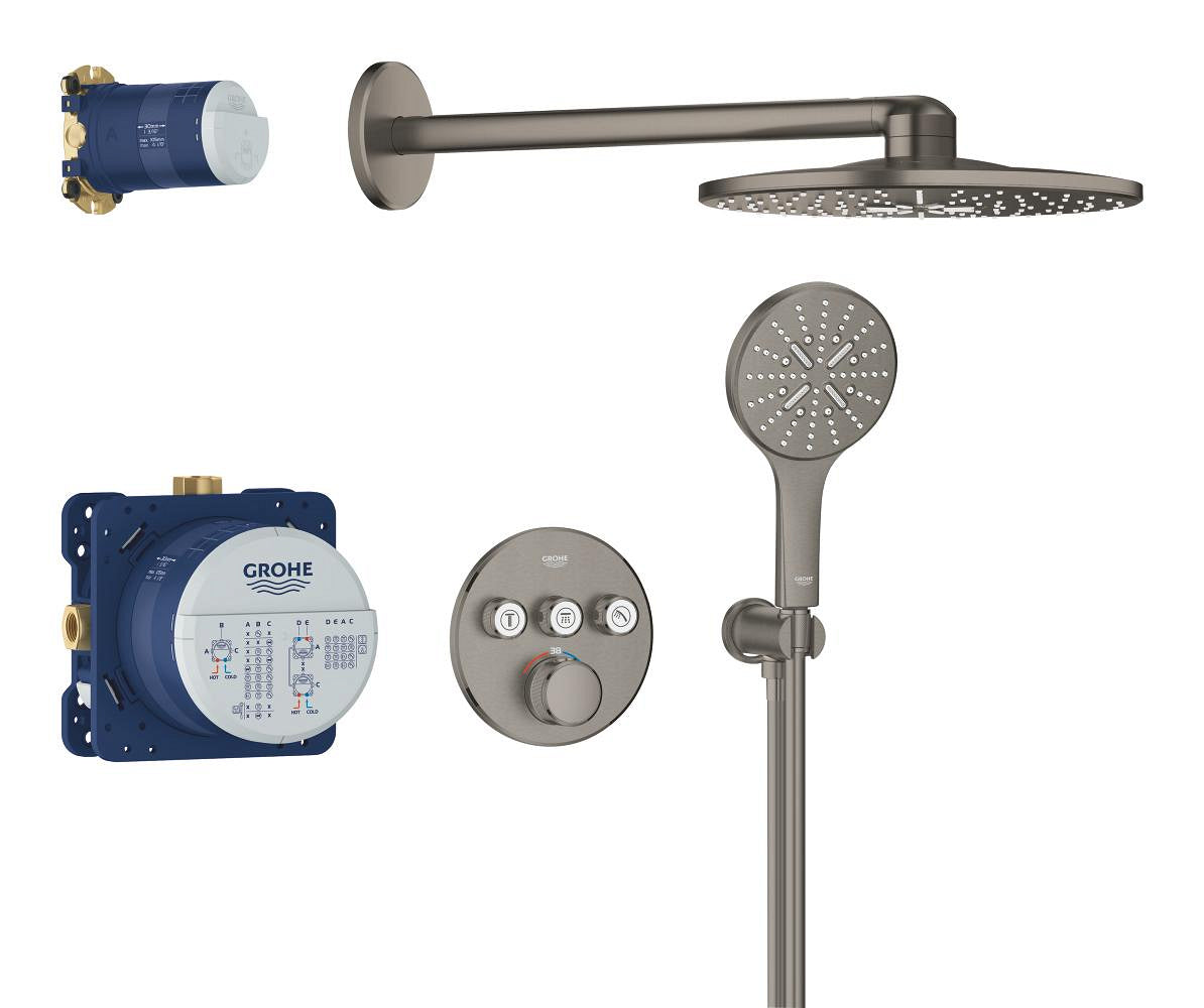 Grohe Grohtherm SmartControl Duschsystem Unterputz 34863 mit Rainshower SmartActive 310 (hard graphite gebürstet)