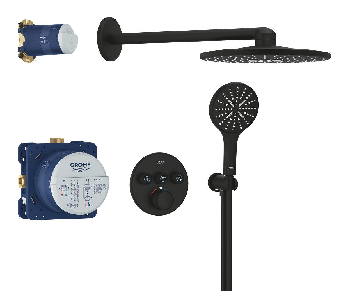 Grohe Grohtherm SmartControl Duschsystem Unterputz 34863 mit Rainshower SmartActive 310 (phantom black)