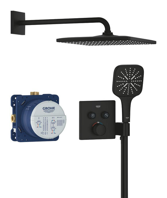 Grohe Grohtherm SmartControl Duschsystem Unterputz 34865 mit Rainshower Mono 310 Cube (phantom black)