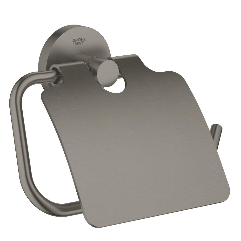 GROHE Essentials WC-Papierhalter 40367 mit Deckel (hard graphite gebürstet)