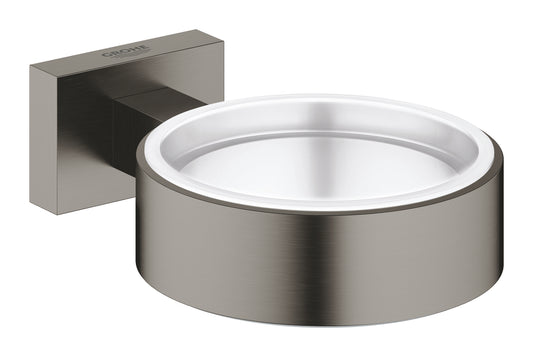 GROHE Essentials Cube Halter 40508 für Glas, Seifenschale oder Seifenspender (hard graphite gebürstet)