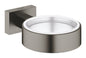 GROHE Essentials Cube Halter 40508 für Glas, Seifenschale oder Seifenspender (hard graphite gebürstet)