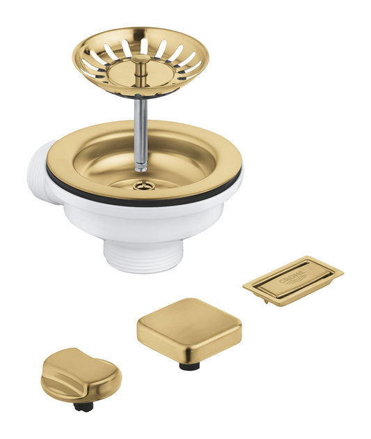 GROHE Ablaufgarnitur 40996 mit Exzenter für Küchenspülen mit 1 Becken (cool sunrise gebürstet)