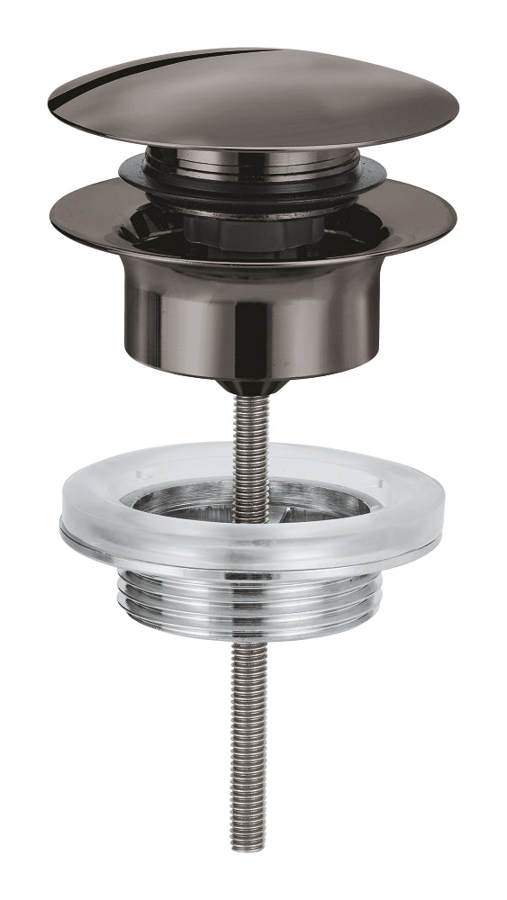 GROHE Ablaufgarnitur 65807 mit Druckstopfen für Waschtische mit Überlauf (hard graphite)