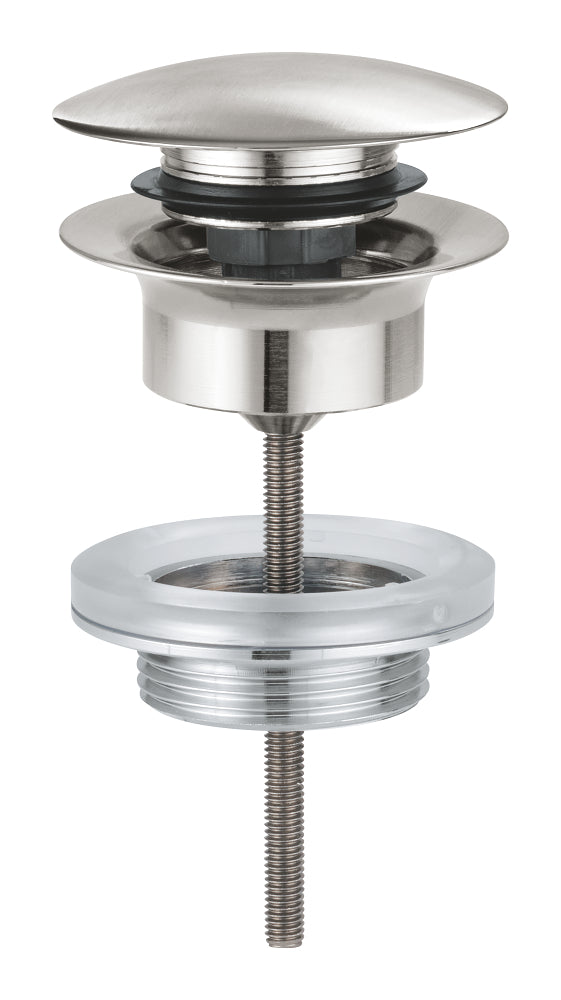 GROHE Ablaufgarnitur 65807 mit Druckstopfen für Waschtische mit Überlauf (supersteel)