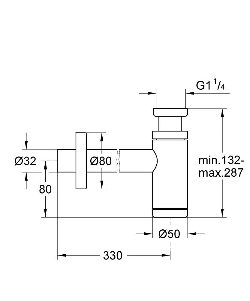 Grohe Geruchsverschluss 28912 1 1/4" für Waschtische (hard graphite)