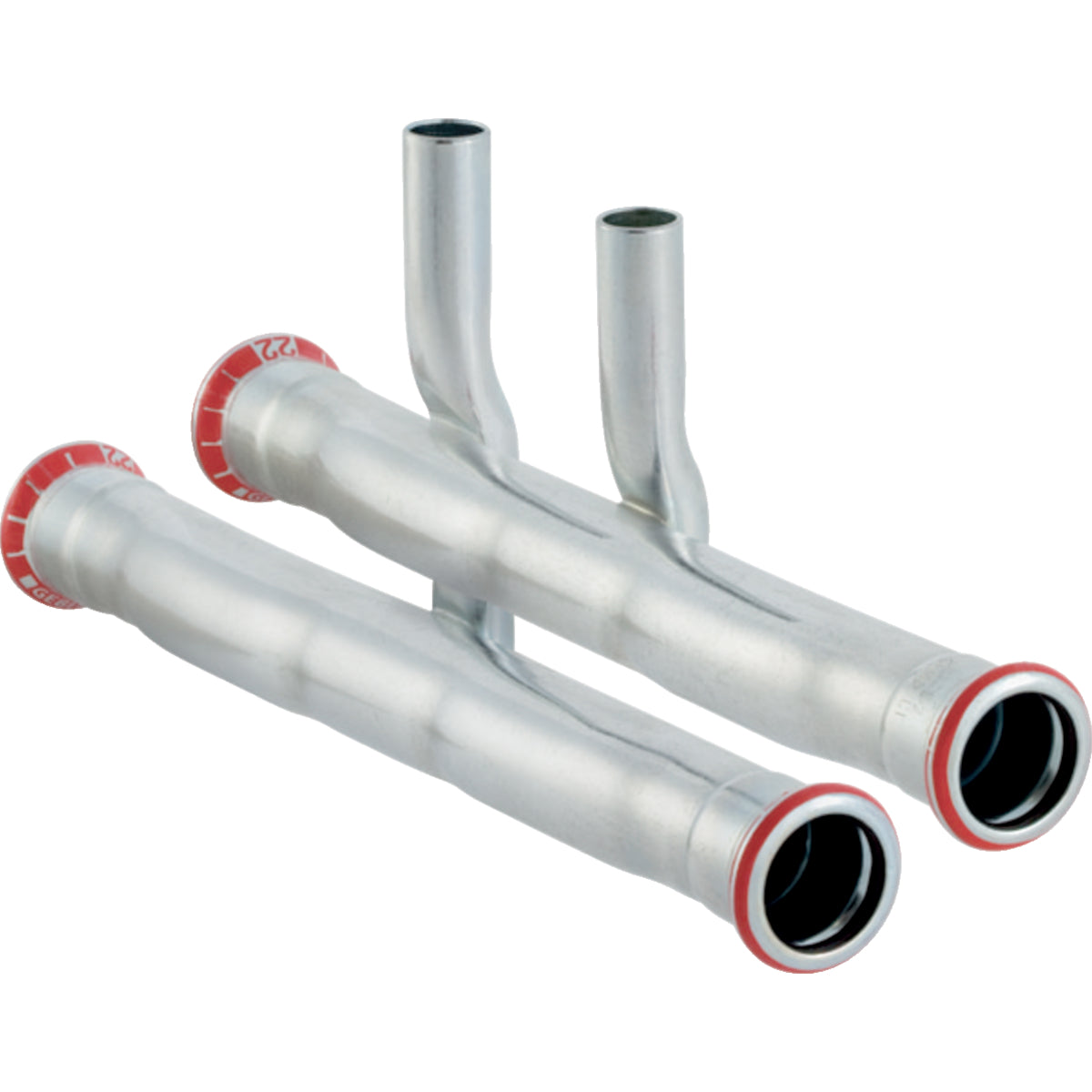 Geberit Mapress C-Stahl Set Anschluss-T-Stück für Vor- und Rücklauf d22–15