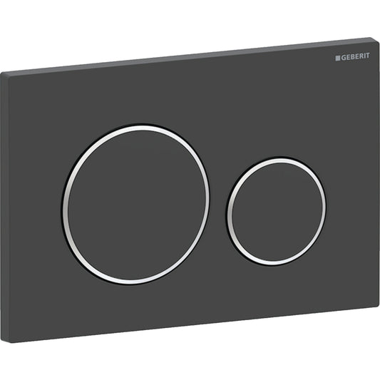 Geberit Sigma20 Betätigungsplatte, rund, 2-Mengen-Spülung (schwarz matt easy-to-clean/chrom glänzend)