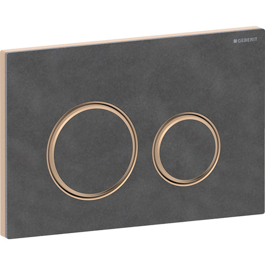 Geberit Sigma50 Betätigungsplatte, rund, 2-Mengen-Spülung (rotgold gebürstet/Mustang-Schiefer)