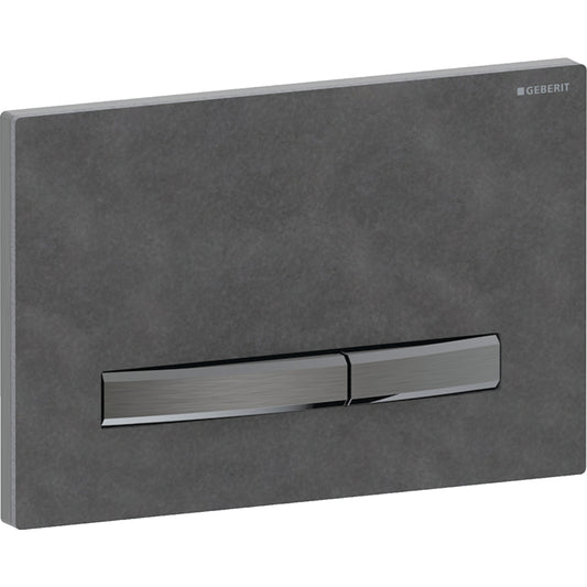 Geberit Sigma50 Betätigungsplatte, eckig, 2-Mengen-Spülung (schwarzchrom gebürstet/Mustang-Schiefer)
