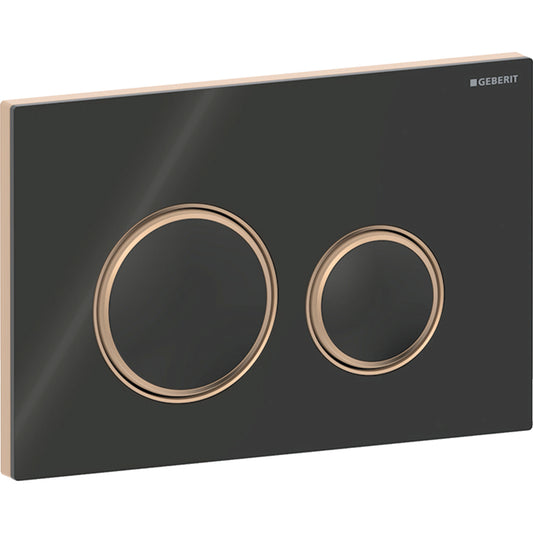 Geberit Sigma50 Betätigungsplatte, rund, 2-Mengen-Spülung (rotgold gebürstet/schwarz Glas)